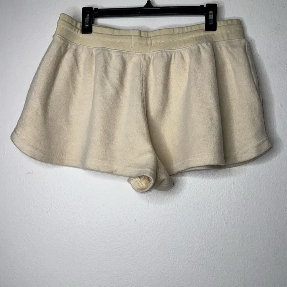 Feat BlanketBlend Beige Neutral Oatmeal Fleece Drawstring Lounge Shorts XL